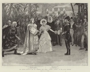 La nueva ópera de Sir Arthur Sullivan y el Sr. Gilbert, Utopía, Limitada, en el Teatro Savoy